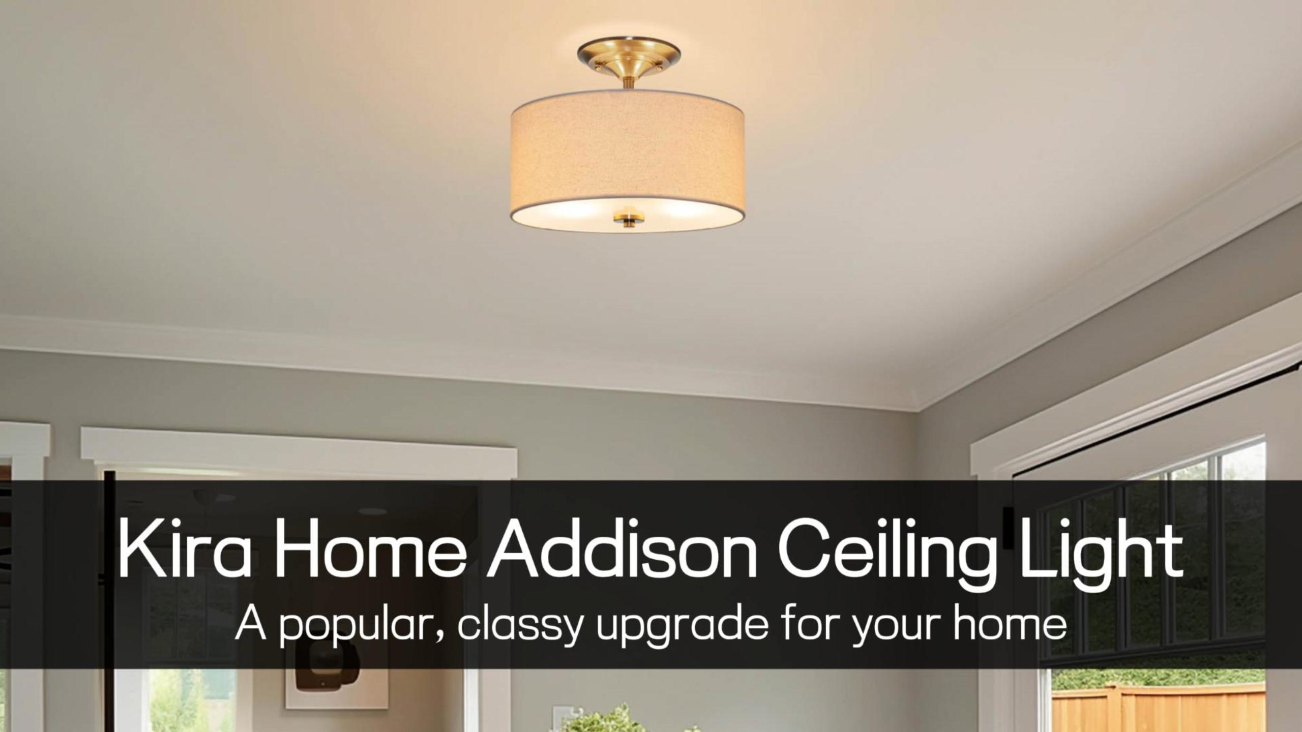 Image of Kira Home Addison 13 inch Modern Drum Semi Flush Mount Ceiling Light, 2-Light