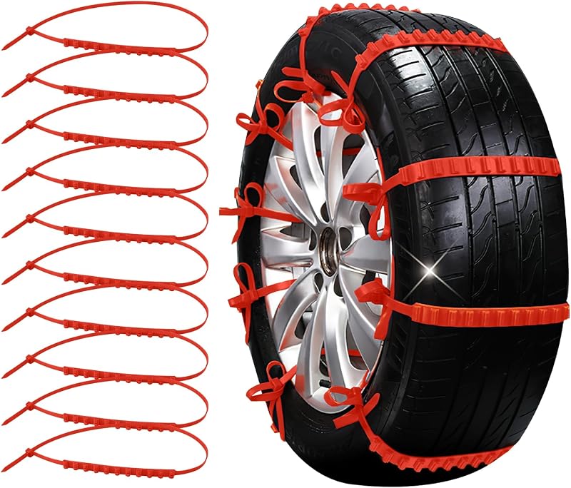 10 cadenas antideslizantes para neumáticos de nieve, cadenas universales reutilizables de plástico para ruedas de invierno para autos, SUV, camiones, cadena de seguridad antideslizante para neumáticos de emergencia para conducción en invierno y caminos embarrados (10 unidades)