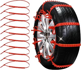 Wuyaoyao 10PCS Anti-Skid Snow Tire Chains, Universal Reusable Plastic Winter Wheel Chains for Cars SUVs Trucks, Non-Slip Emergency Tire Safety Chain Zip Tie for Winter Driving & Muddy Road (10 PCS)