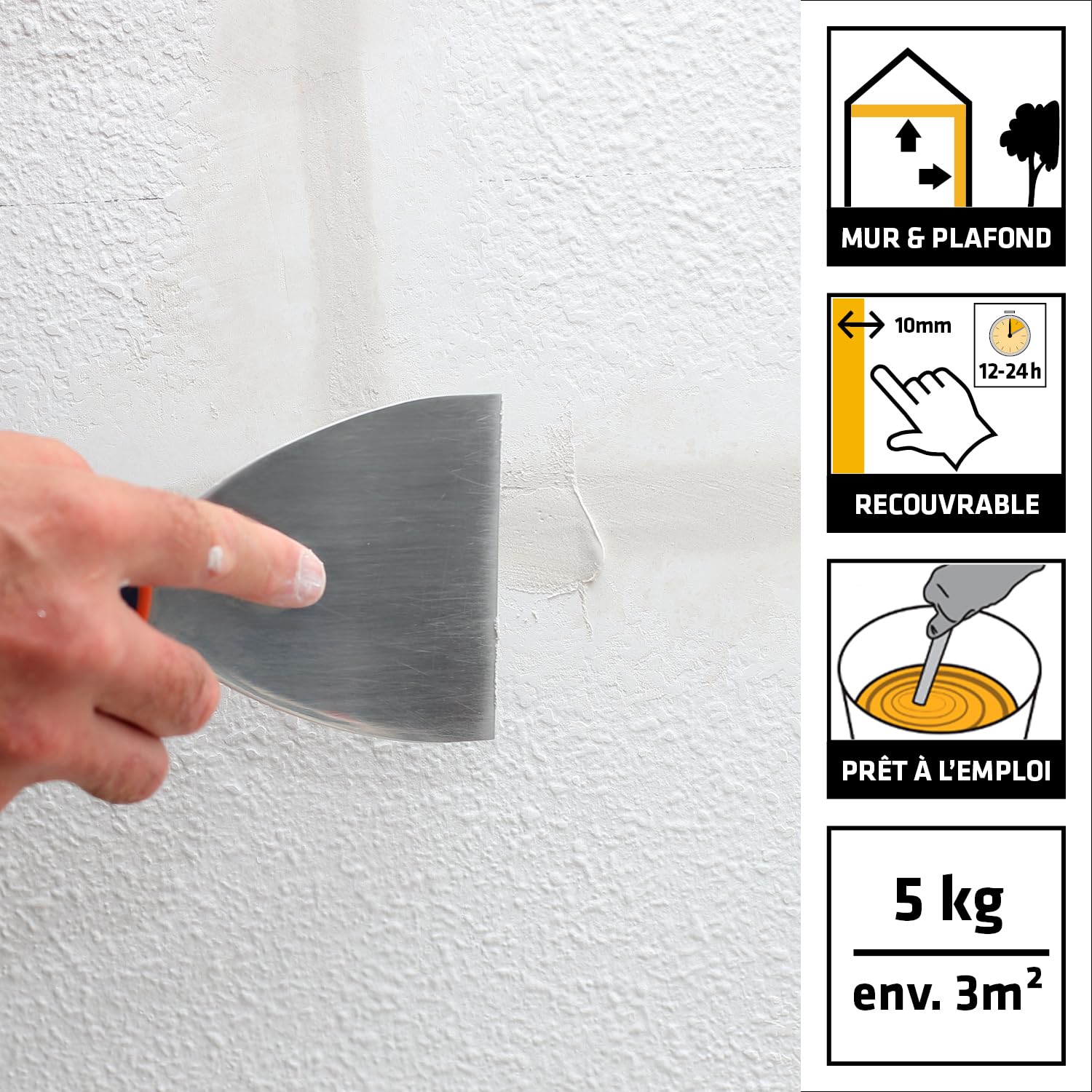 SIKA - Enduit de rebouchage en pâte - SikaWall-370 RP - Blanc - 5 kg