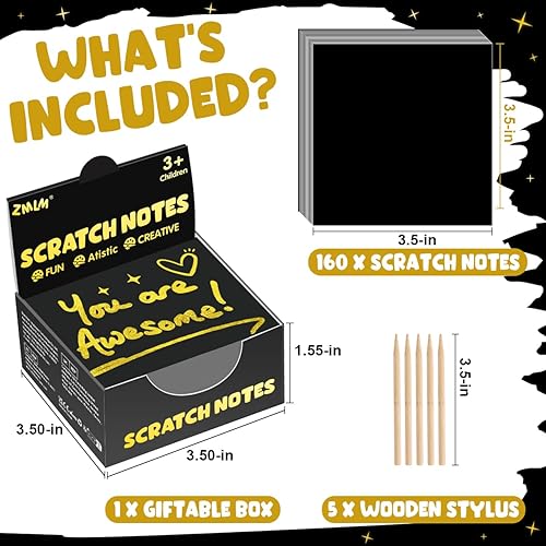 Miniatura 6 de ZMLM Regalos de Navidad para rascar, 165 tarjetas de papel mágico dorado para rascar, mini tarjetas de notas para niños, regalos de fiesta a granel,