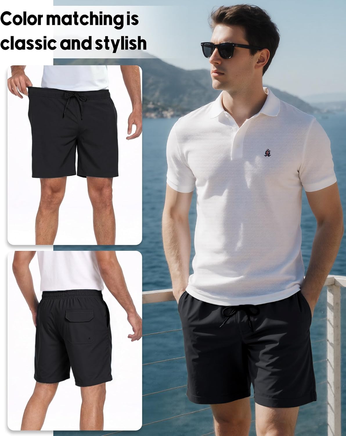 Mens Swim Trunks with Compression Liner 7 Inch Quick Dry Swimming Beach Shorts Swimwear Bathing Suit with Pockets - Image 5