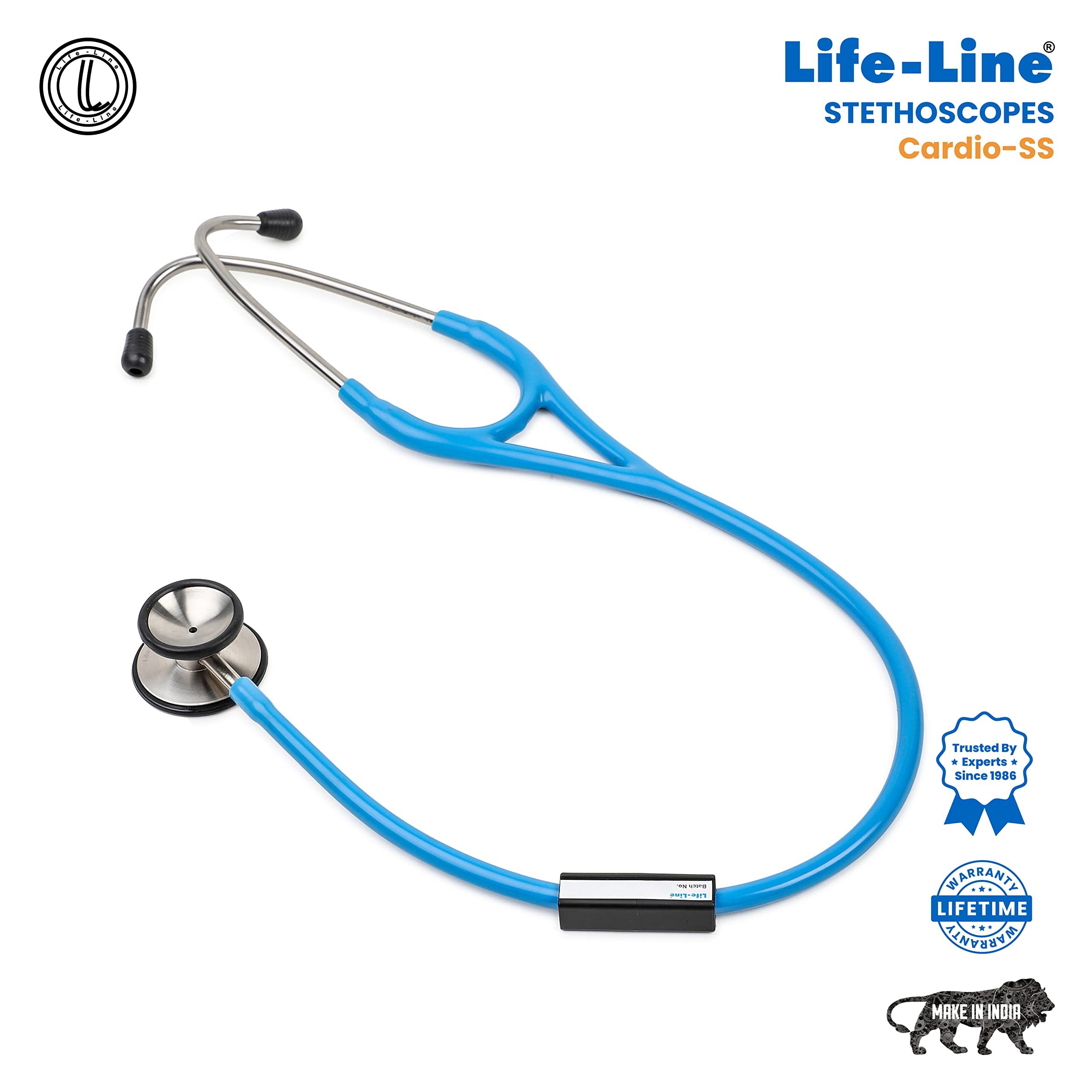 LIFE LINE Cardio SS Stethoscope (Light Blue) | Single Side Diaphragm Stainless Steel Chest Piece for Adult | 2-way Tube | Best for Doctors 4