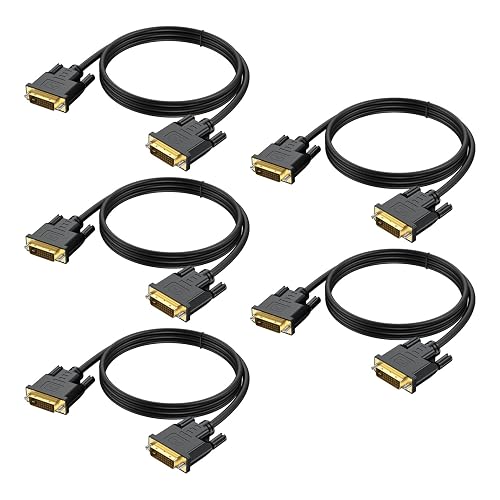 DVI to DVI Cable 6 FT 5-Pack, DVI-D 24+1 Dual Link