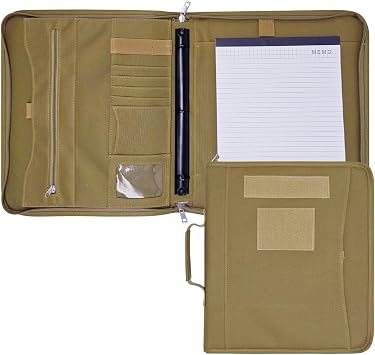 Tactical Padfolio Portfolio Binder with Zippered, Waterproof Military Notebook Cover with 40 Sheets Letter Paper, Detachable 3-Ring Binder for A4 Folder, Large Tactical Padfolio Organizer for Out-Work