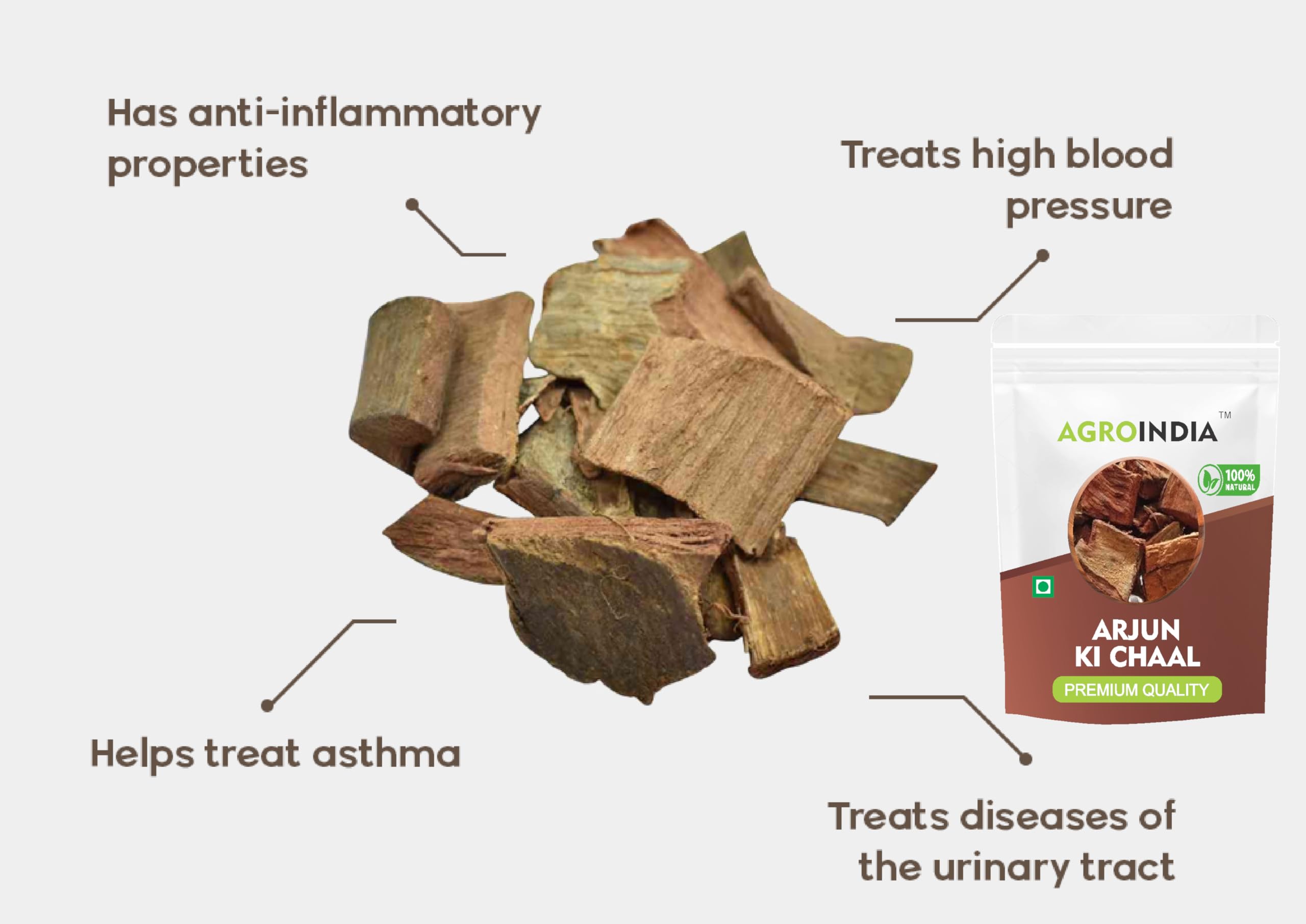 AgroIndia Arjun Ki Chaal, Dried Arjun Tree Bark, Terminalia Arjuna Bark Lowers Bad Cholesterol, 100% Natural & Pure Herbal Arjun Ki Chaal, Raw Dry Premium Arjun Tree Bark (200g) — Amazon image 5