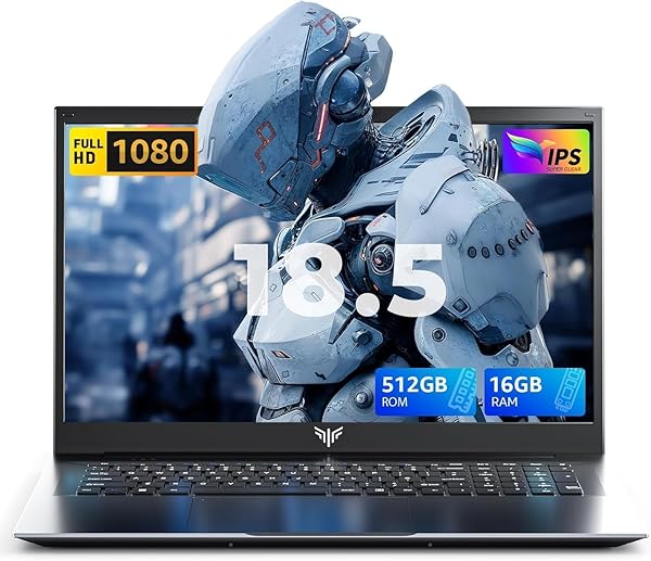 18.5 Inch Laptop Computer with Windows 11,8000 mAh Battery,Intel N150 Quad-Core Processor UP to 3.6GHZ,16GB DDR4 RAM 512GB SSD,WiFi 5,Full HD IPS Display,2025 Laptops for Work Business Office Student