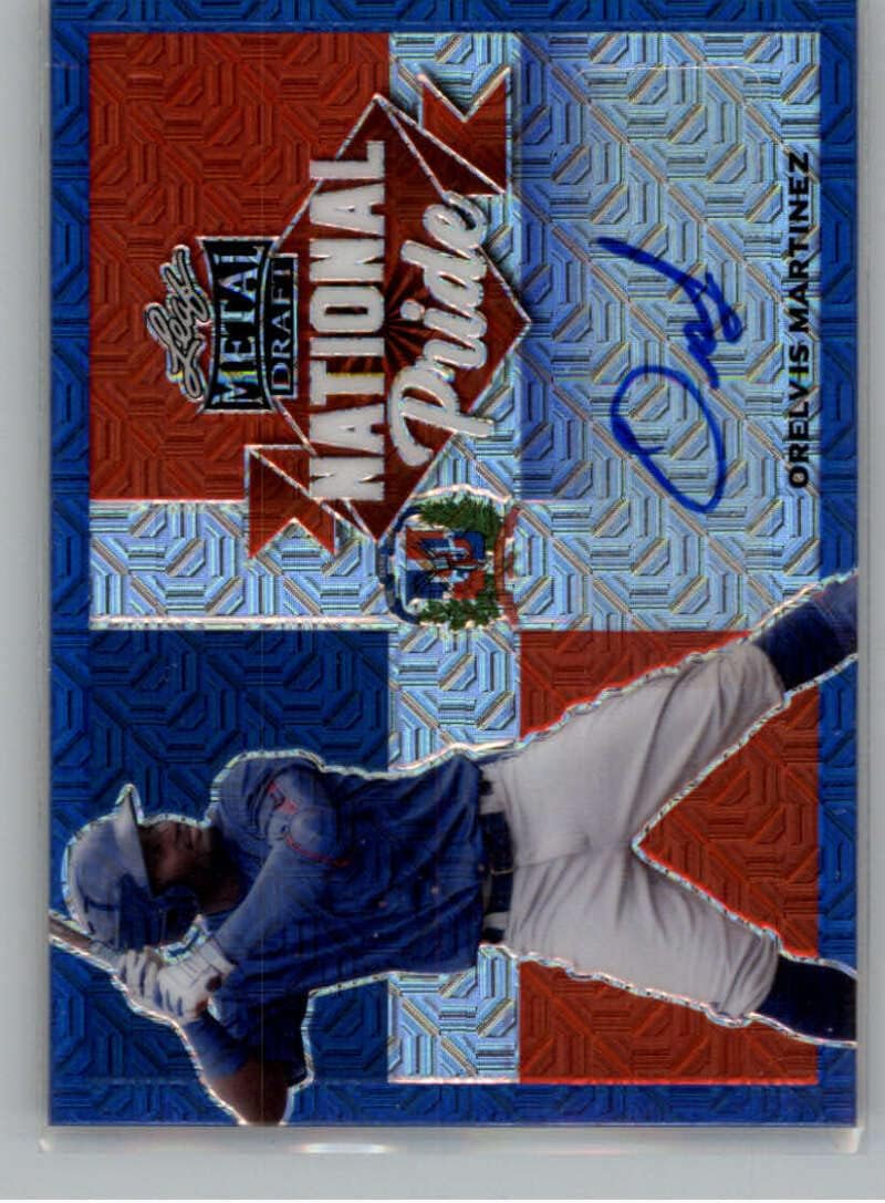 2021 Leaf Metal Draft National Pride Autograph Blue Mojo Baseball Card #NP-OM1 Orelvis Martinez Auto Autograph PR 10