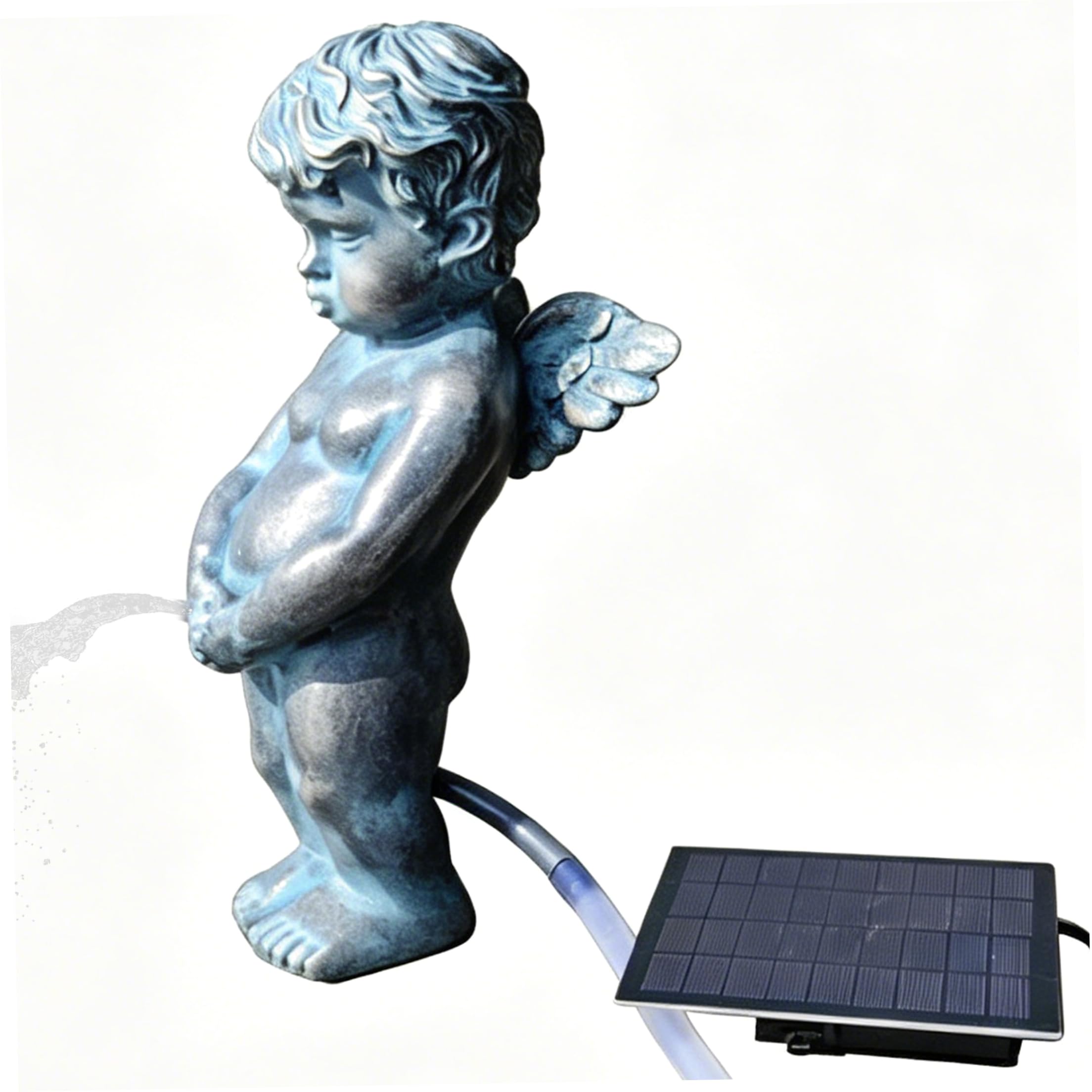 Striegro Boys 1Pc Pound Spitter, Solar Fountain Spitter, Solar-Powered Resin Pond Spitters For Small Ponds, Outdoor Garden Pond Decor (4.7 X 4.3 X 12.2 Inch).