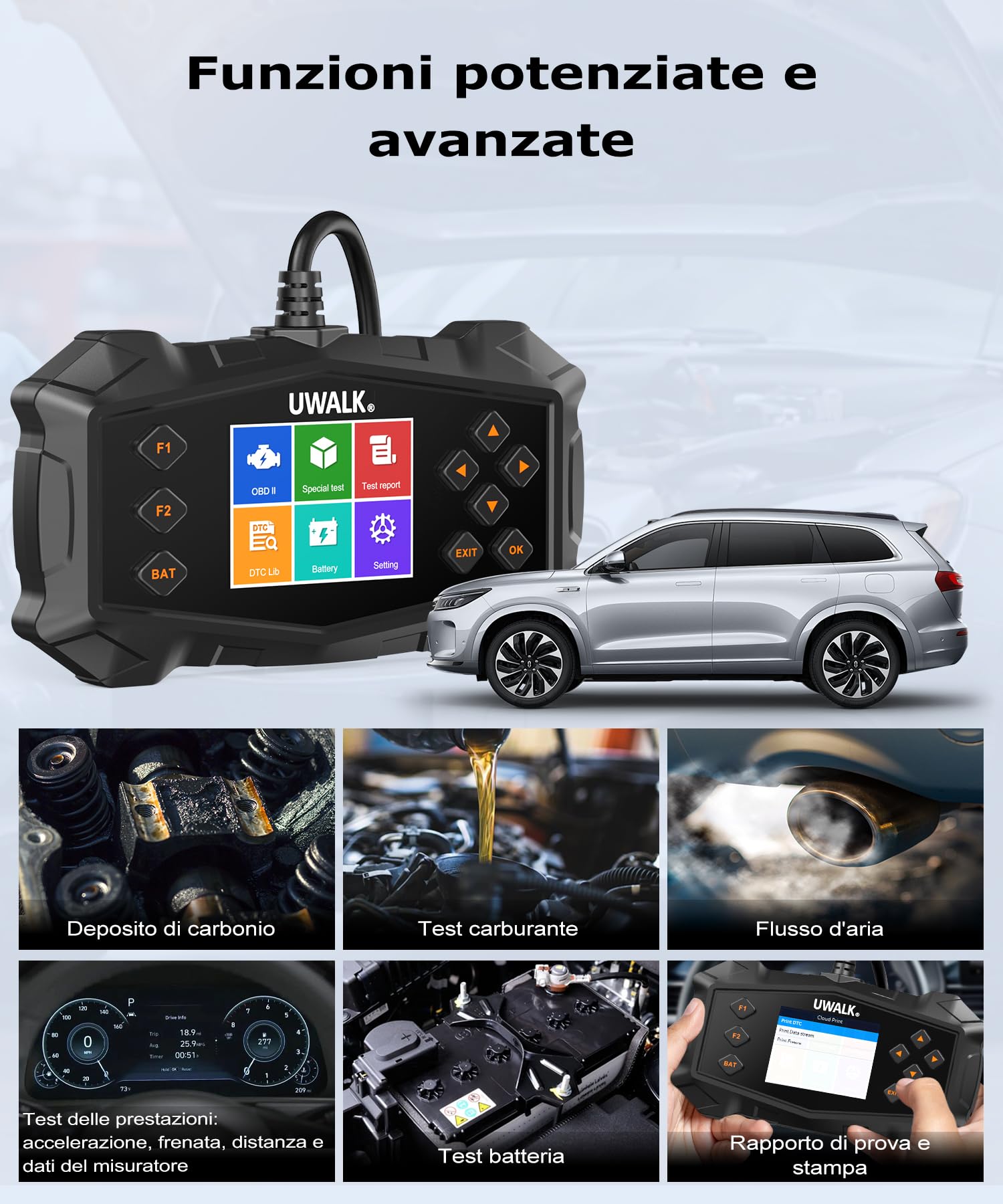 OBD2 Auto Diagnostica Italiano OBD: Scanner OBD2 EOBD Diagnosi con funzioni OBDII - Multimarca Autodiagnosi Strumento Lettore Codici Errori Motore - Professionale Diagnostico per Audi BMW Ford VW