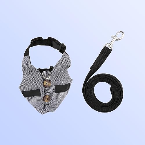 Miniatura 6 de Conjunto de arnés y correa de conejo, estilo formal ajustable para conejito gatito pequeño animal caminando (S)