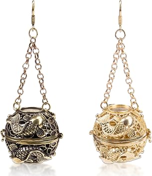 2Pcs Vintage Hanging Incense Burner Mini Brass Charcoal Incense Thurible with Chain for Home Office Car Aromatherapy Ball Censer for Purifying Meditation & Relaxation