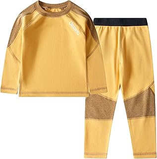 Conjunto de ropa interior térmica unisex para niña, color bloque, sudadera + leggins, ropa interior de esquí
