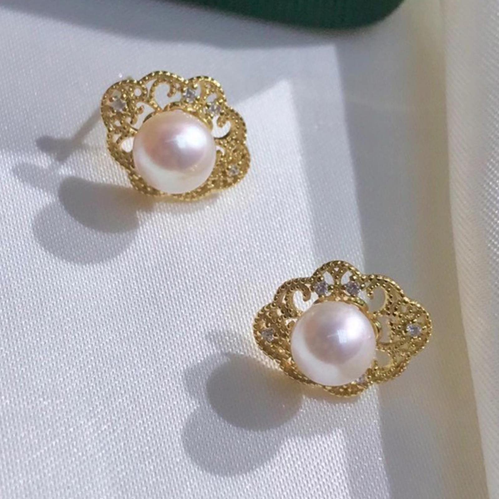LOKILOKI Pendientes Redondos De Perlas De Agua Dulce Naturales De 7-8 Mm para Mujer Pendientes De Plata Esterlina 925 Joyería Nuevo