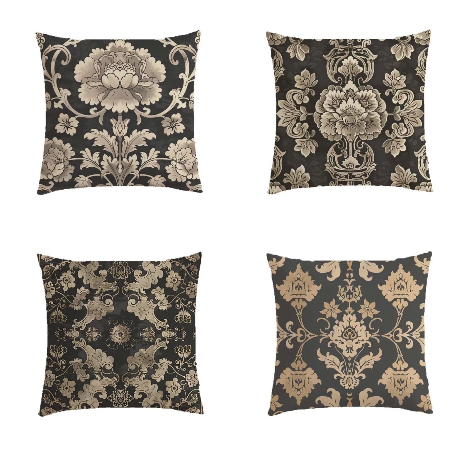 Housse de coussin 50x50cm bohème marron, lot de 4 taies d'oreiller pour déco extérieure