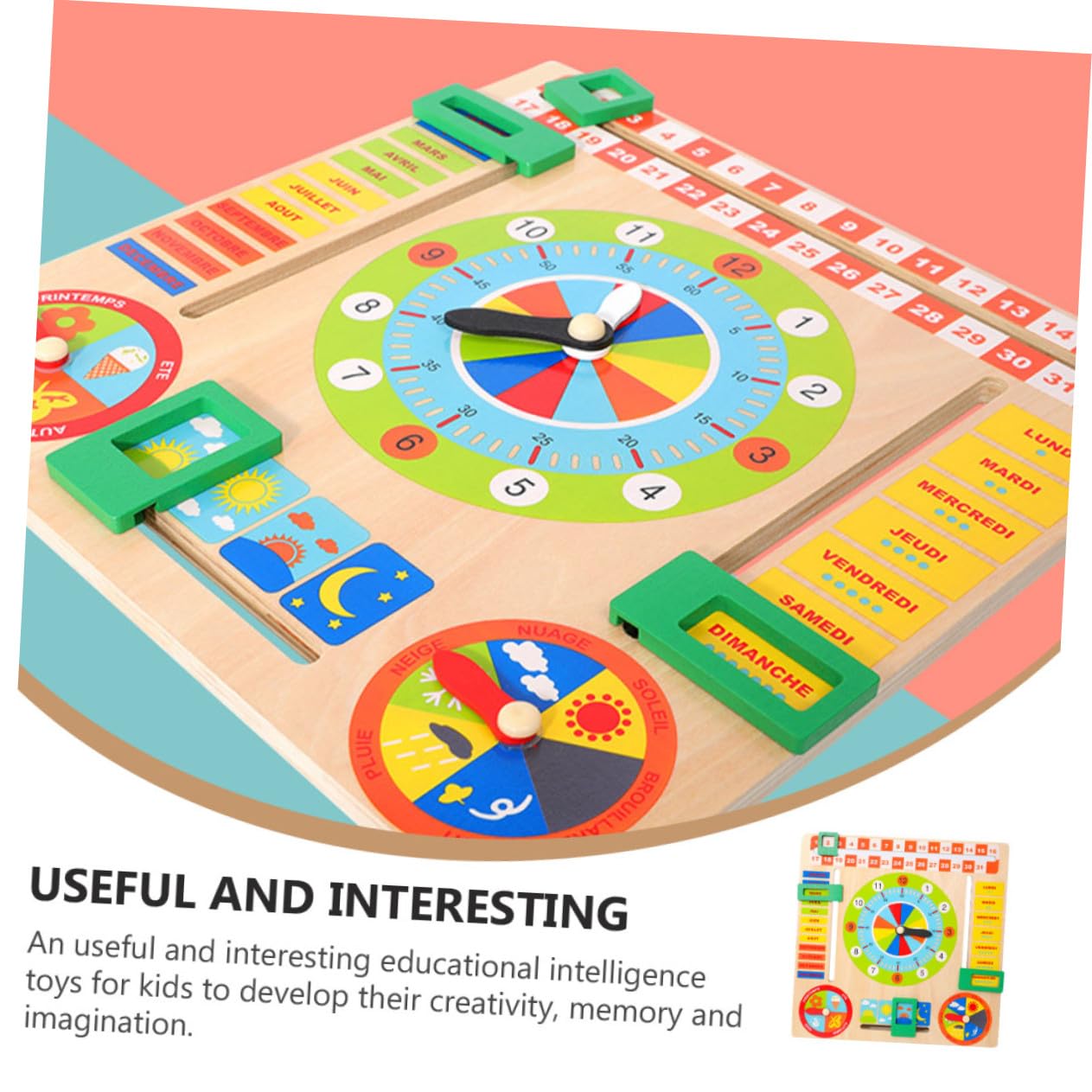 Horloge en Bois Jouet d'Apprentissage pour Enfants Surface Lisse Éveil Éducation Précoce