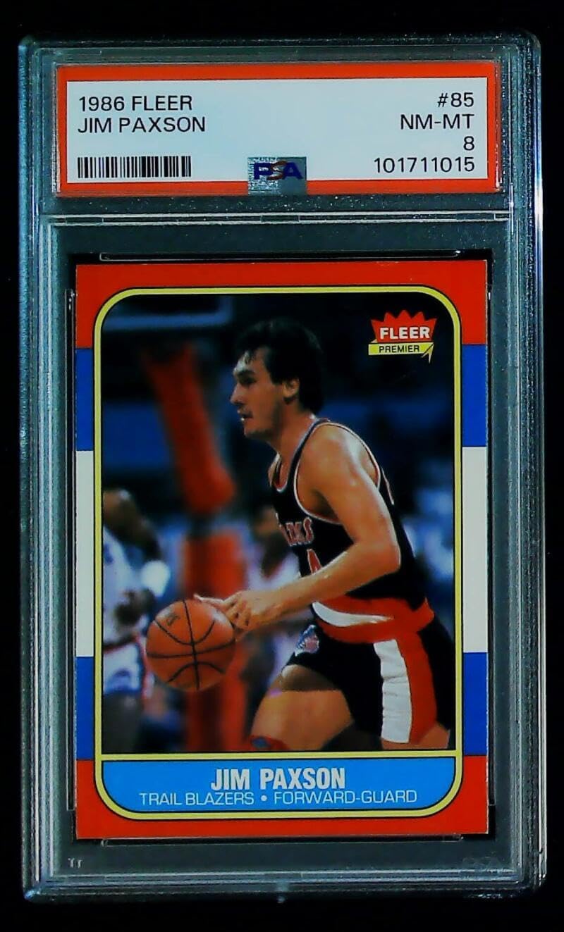 1986-87 Fleer #85 Jim Paxson NBA Basketball Trading Card Graded PSA 8 (NM-MT) Portland Trail Blazers