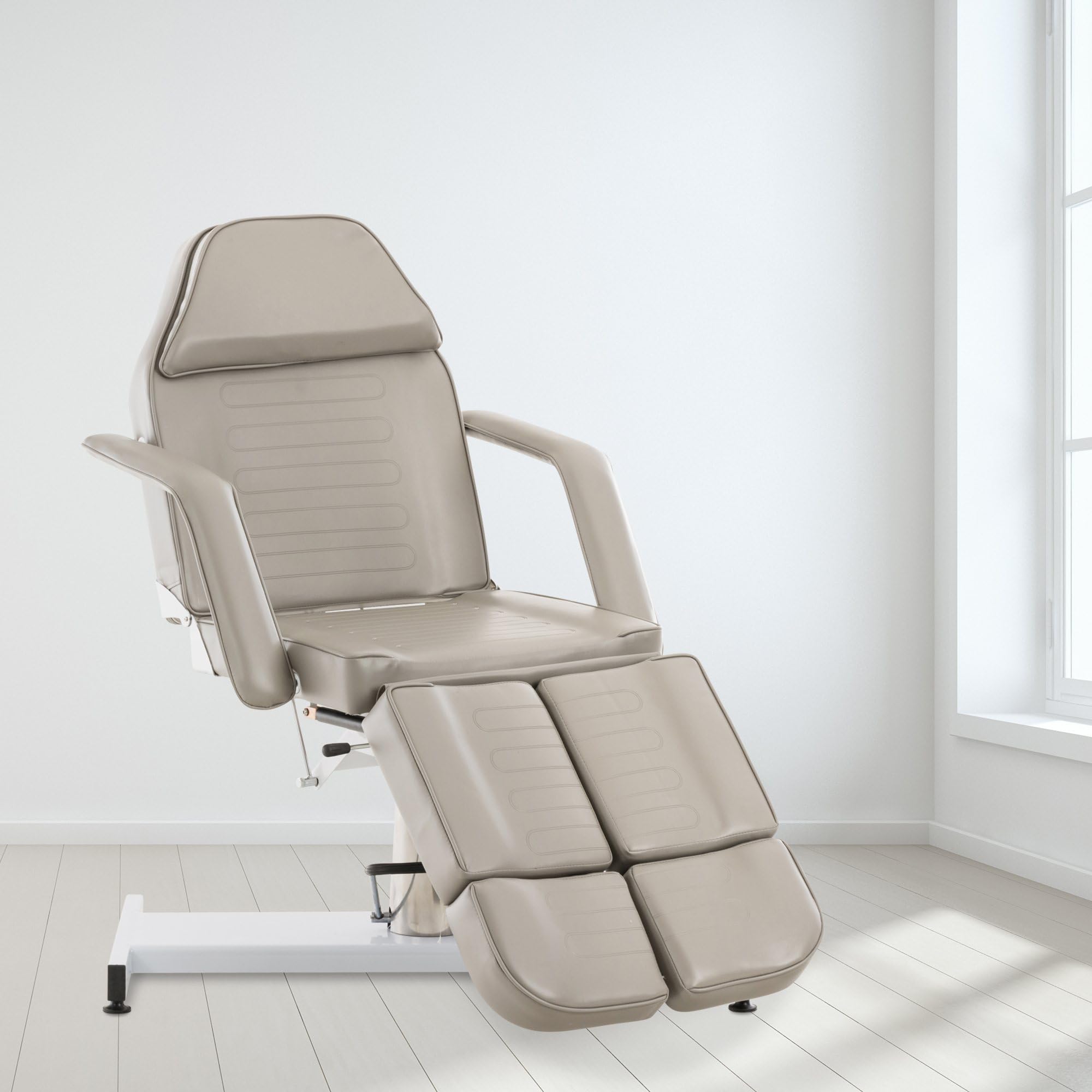 CLP Lettino Idraulico Centri Estetici Split V2 In Similpelle I Lettino Professionale Regolabile Con Braccioli Rimovibili, Carico Max 400 KG, Colore:grigio