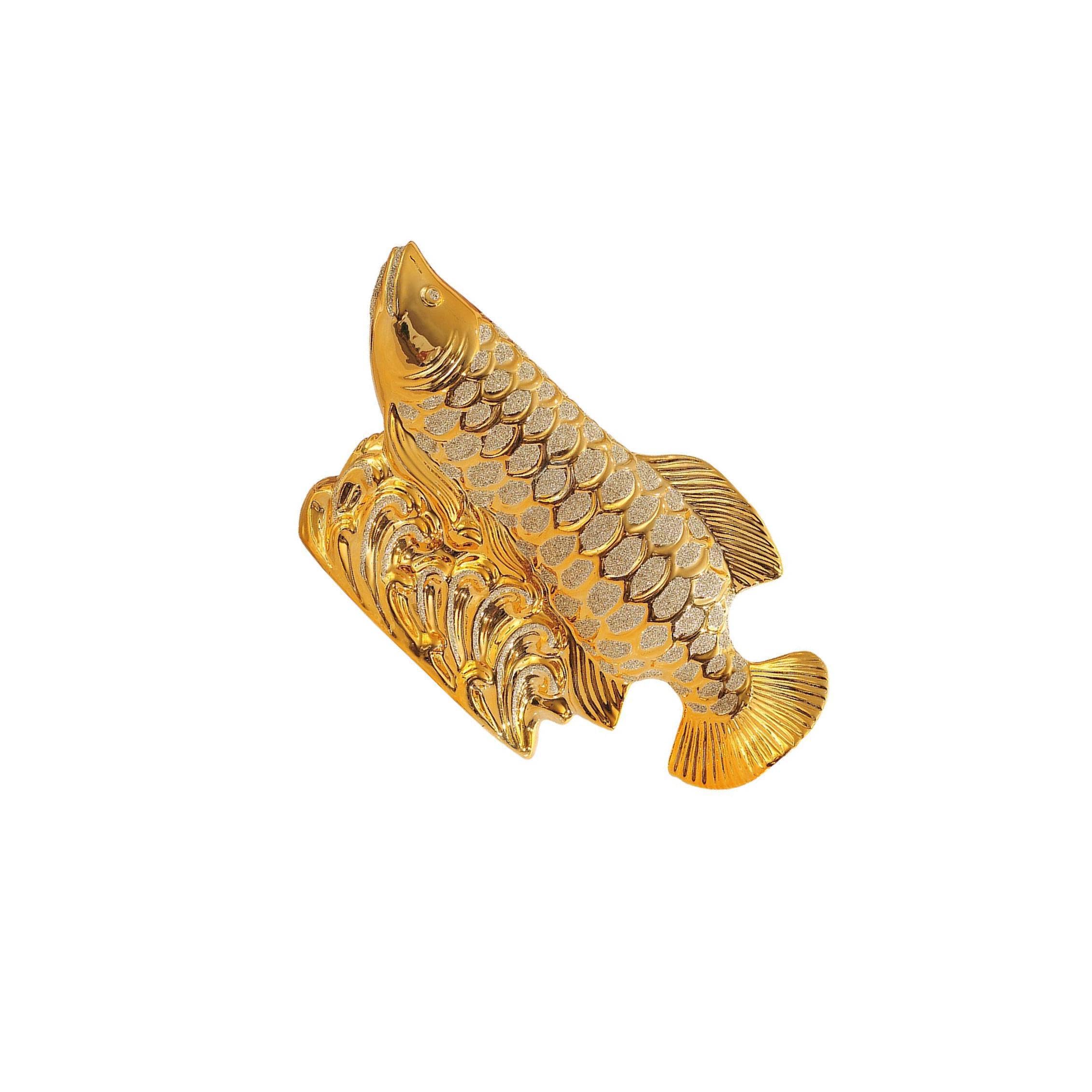 Zambuph Goldfish Figures Decor Bamboo Crafted Ceramic Sculpture Enhances