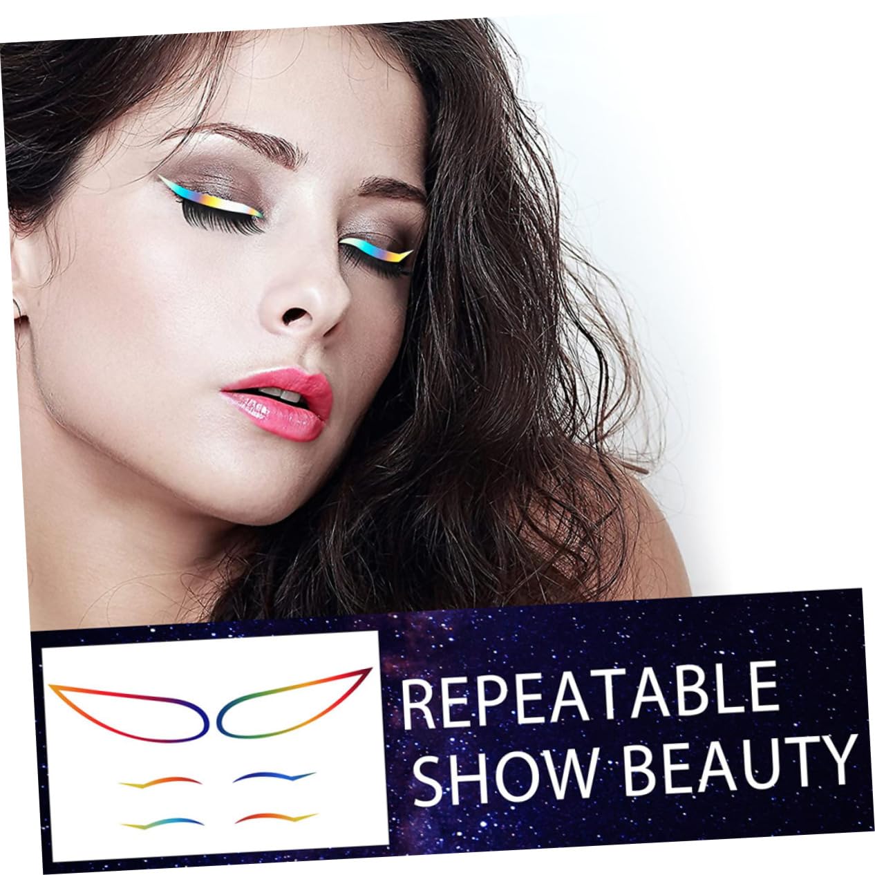 minkissy 20sets Adesivi Eyeliner Colorati Autoadesivi Per Makeup Professionale Leggeri e Portatili Per Eventi e Serate Speciali