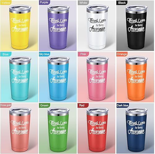 Miniatura 7 de Jinei Paquete de 24 vasos con la frase "Thank You for Being Awome", regalos de agradecimiento a los empleados, vasos aislados de acero inoxidable de