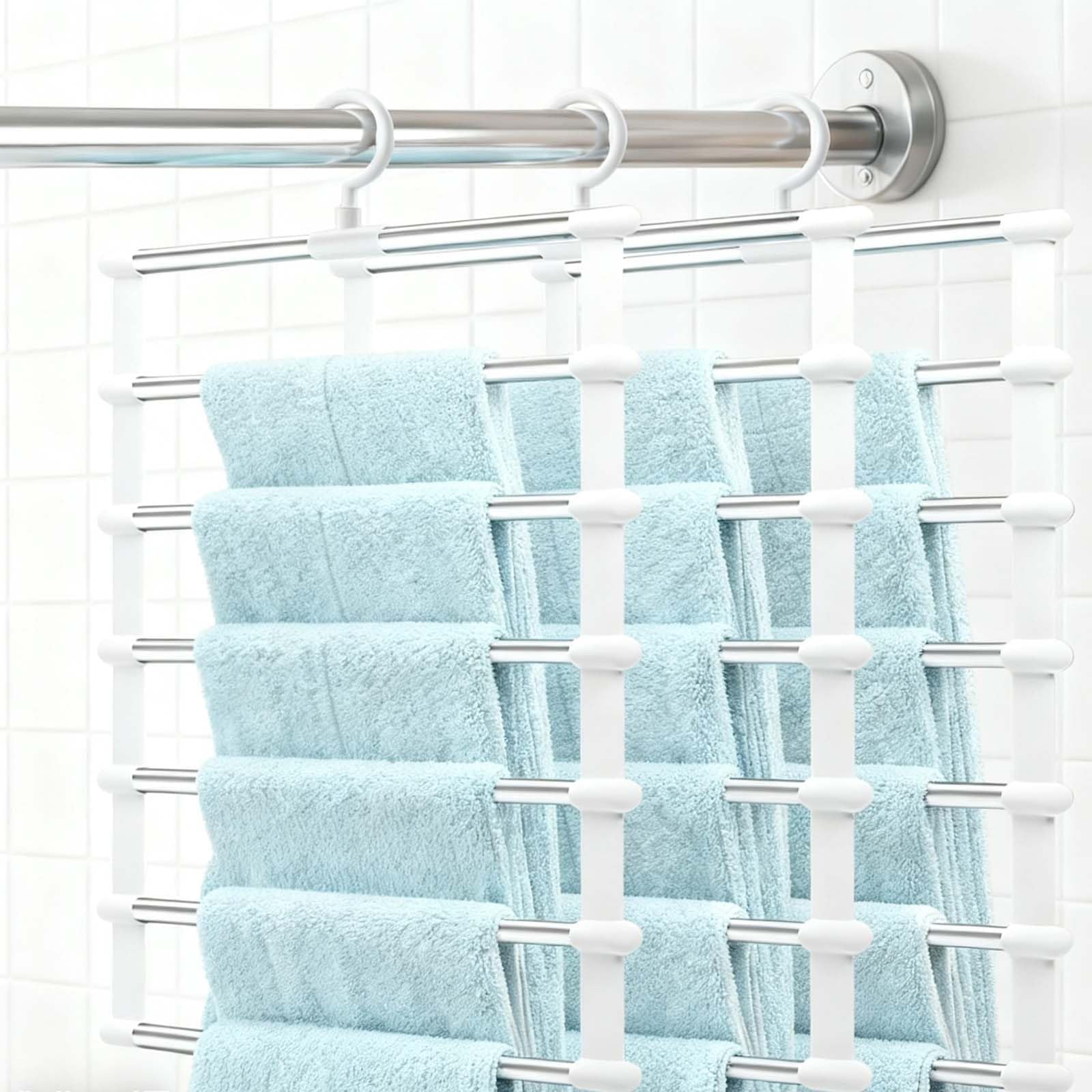 3 PCS Trouser Hangers Space Saving,Storage Solutions,Multi Layer Wardrobe Storage Organiser, Scarf Organiser for Jeans Trousers Skirts Tie Belts Scarves & Towels