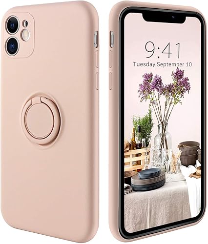 Funda para iPhone 11, funda para iPhone 11, silicona delgada de goma suave a prueba de golpes, soporte de anillo de 360, protección contra caídas,