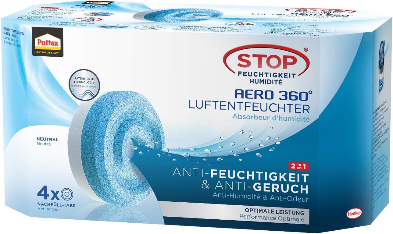 Pattex Luftbefeuchter 9H AHAWF Nachfülltabs AERO 360°, Luftentfeuchter