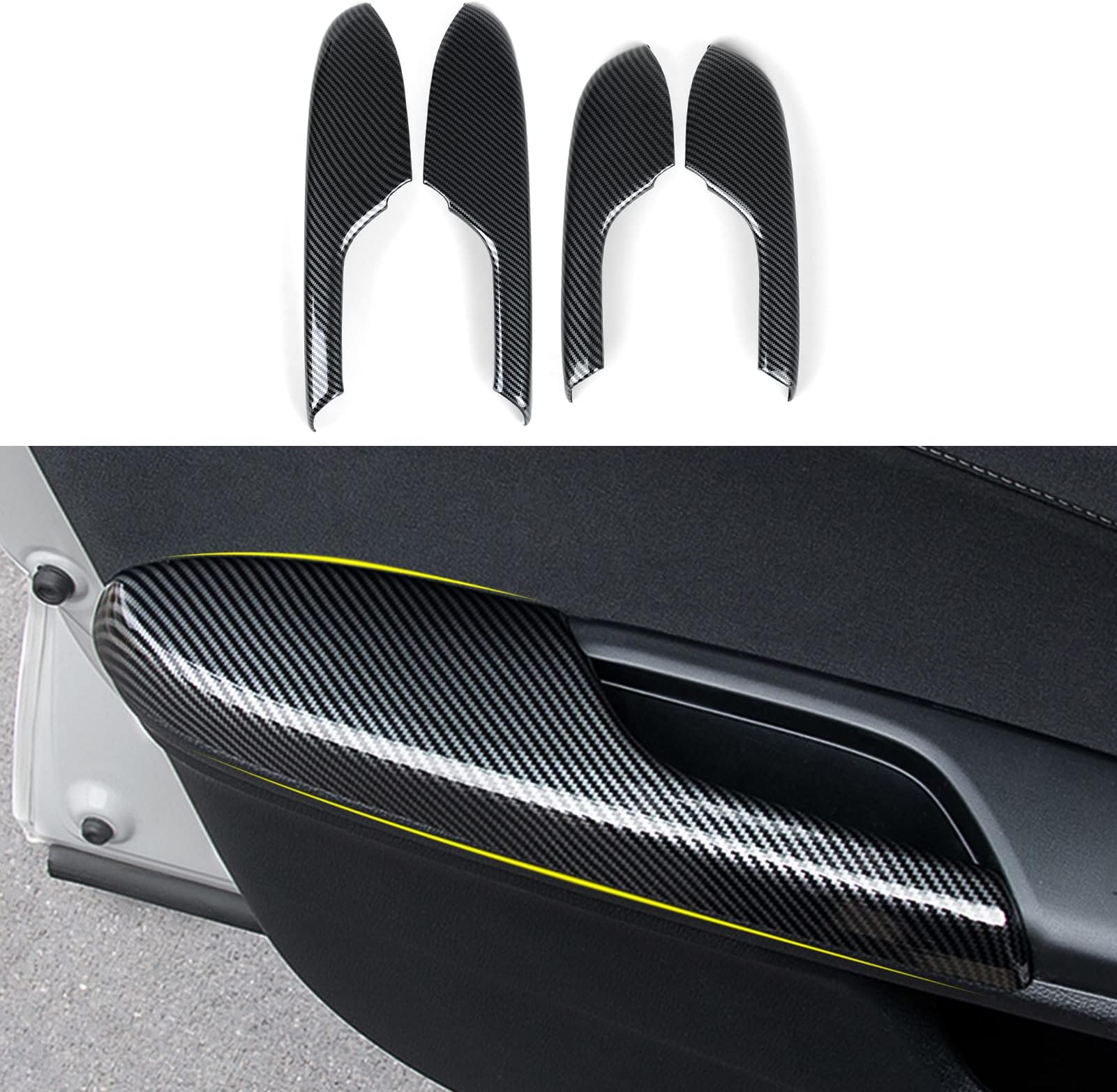 Inner Door Armrest Decor Cover Decals for 2016-2021 Honda Civic 10th Gen Accessories ABS Carbon Fiber Stickers, NOT for Coupe Model