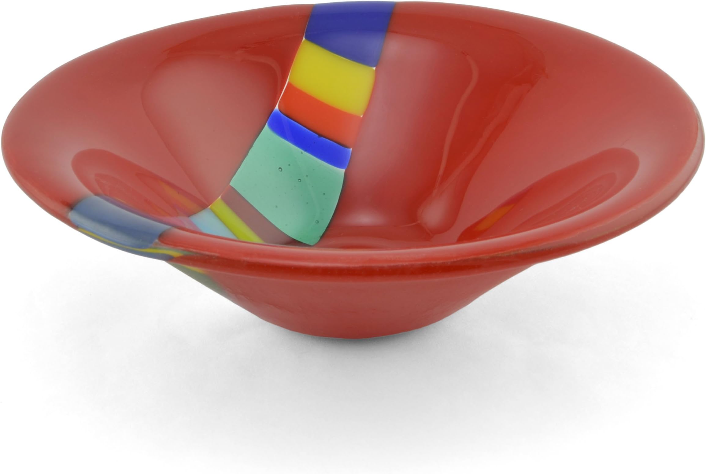 Fusions of Glass Indian Blanket 7-inch Cone Bowl, Tomato