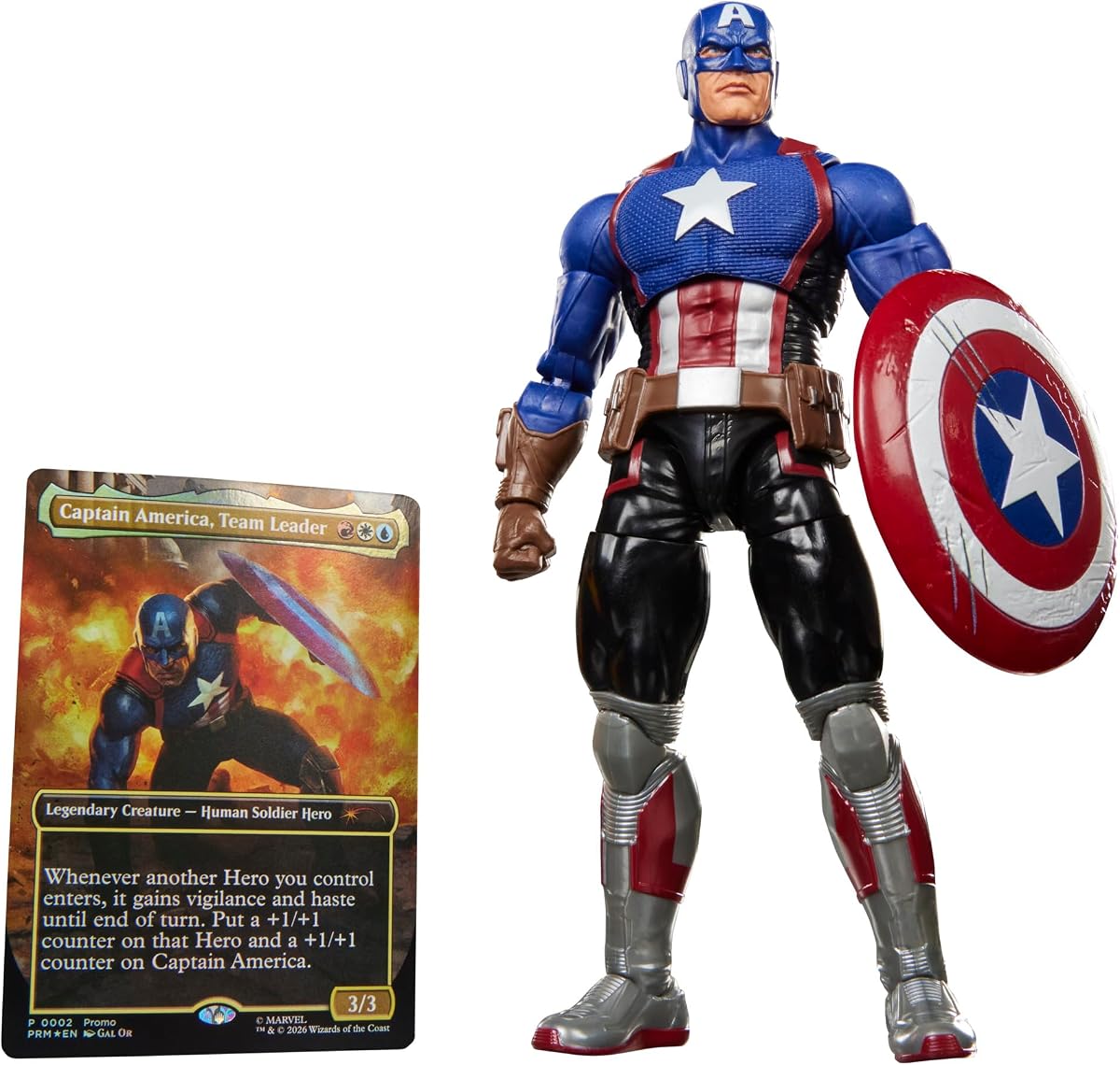 Marvel Legends Serie Magic: The Gathering Capitán América | Marvel Super Heroes, Avengers: Crepúsculo Figura de acción de 6 pulgadas, juguete y tarjeta coleccionable exclusiva de juego de cartas coleccionables de aluminio
