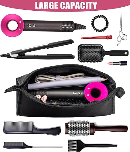 Miniatura 6 de Hair Tools - Bolsa de viaje 2 en 1 con alfombrilla resistente al calor para planchas planas, alisadores, rizadores (negro)