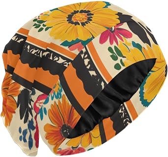 Satin Bonnet for Sleeping Soft Hair Bonnets Elastic Sleep Cap Beanie for Women Men Natural Curly Hair