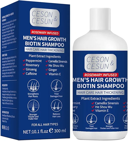 Ceson&Cesun Rosemary & Biotin Hair Growth Thickening Shampoo for Men | Anti-Thinning Hair Strengthening | Hydrate Cleanse Hair & Scalp | Hair Regrowth Shampoo, Dry Damaged Hair Care For Men and Women