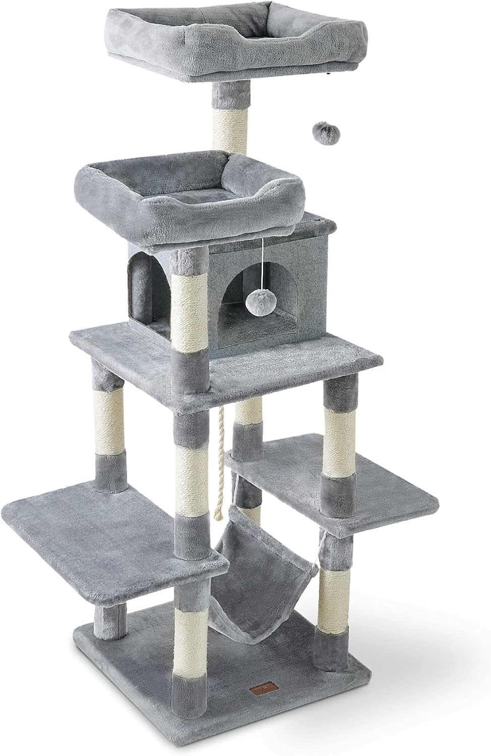 Cat Tree for Indoor Cats 57 inches - 6 Levels Tall Cat Tower for Large Cat with Kittens Condo
