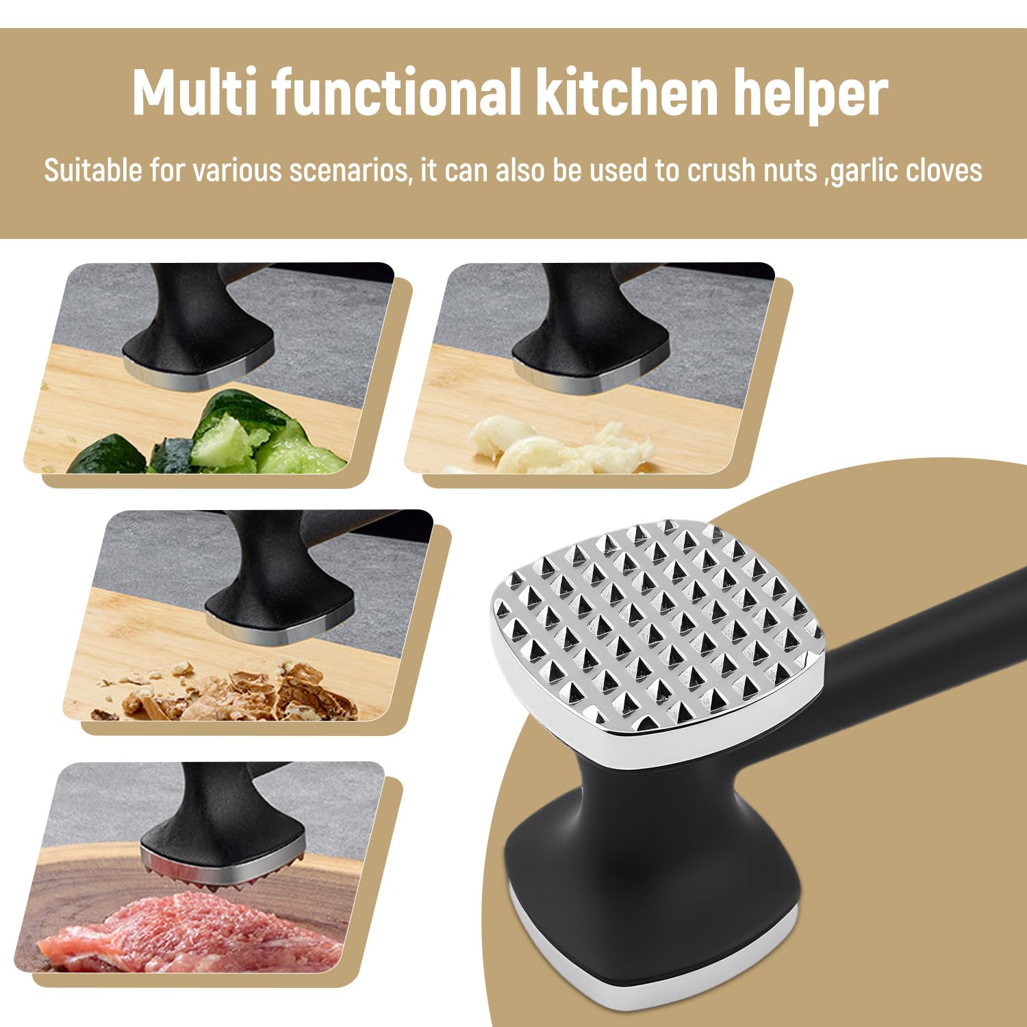 Meat Tenderizer Hammer - Comfortable Grip -7