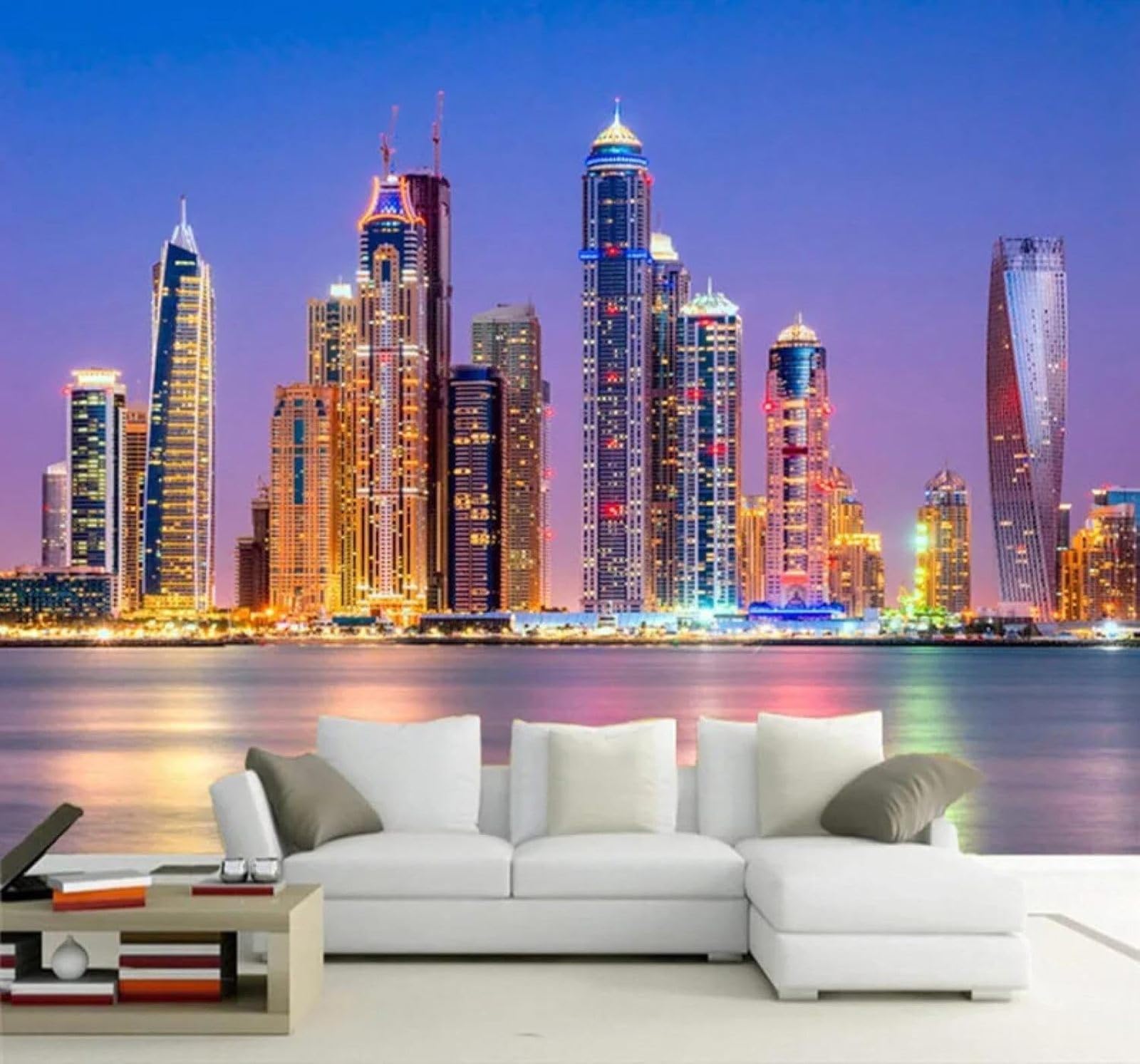 XLMING Beautiful Three Dimensional City Architecture Night Scene 3D Wallpaper Luxury Silk Study Dining Feature Sofa Grey Bedroom Living Room Tv Decorative Wall-430cm×300cm