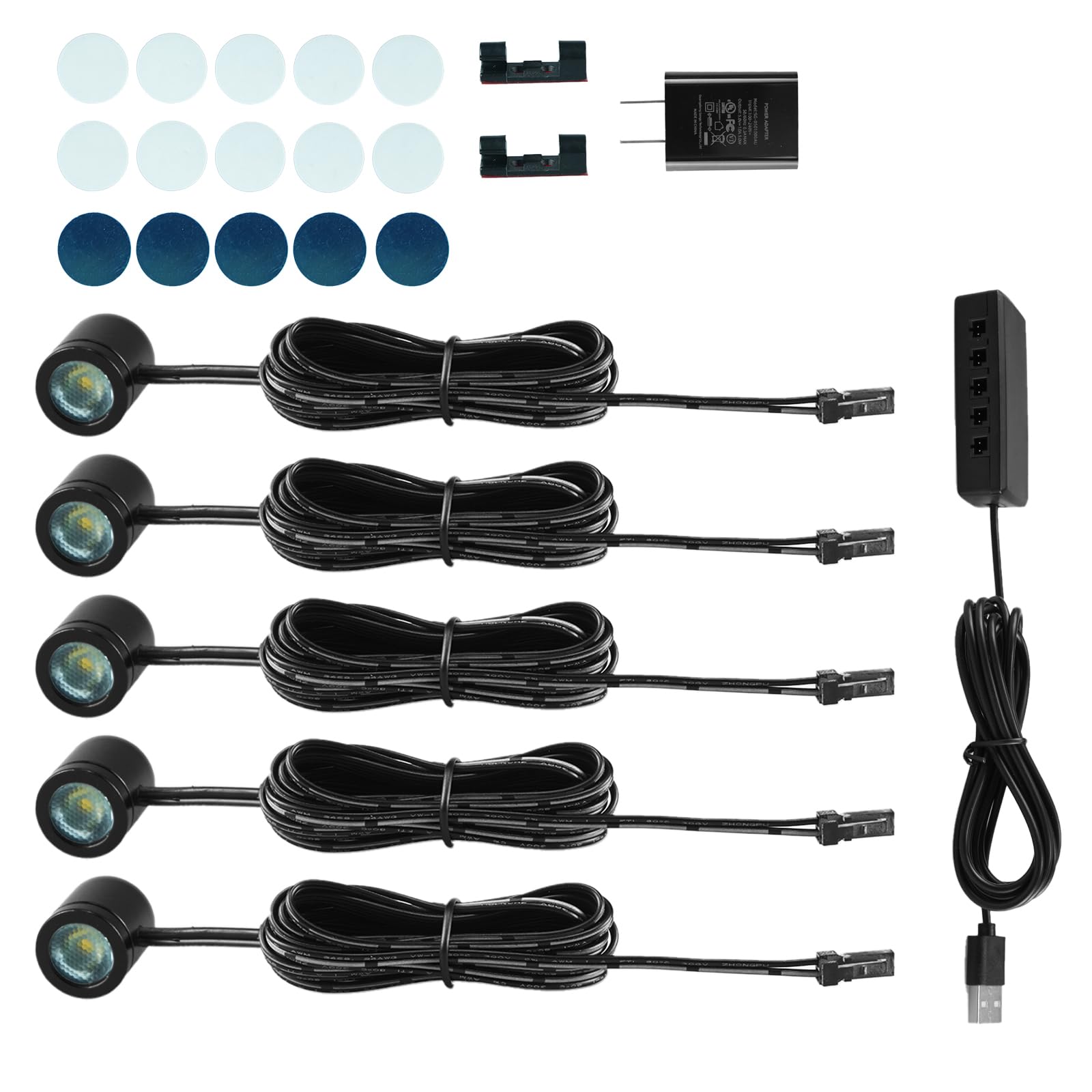 TAYSING Mini LED Spotlights with USB Hub,Magnetic Base, USB Powered Small Spotlight Display Lights, Accent Lighting for Artwork, Paintings, Jewelry, Display Cases, handicrafts, Models, Toys, Puzzles