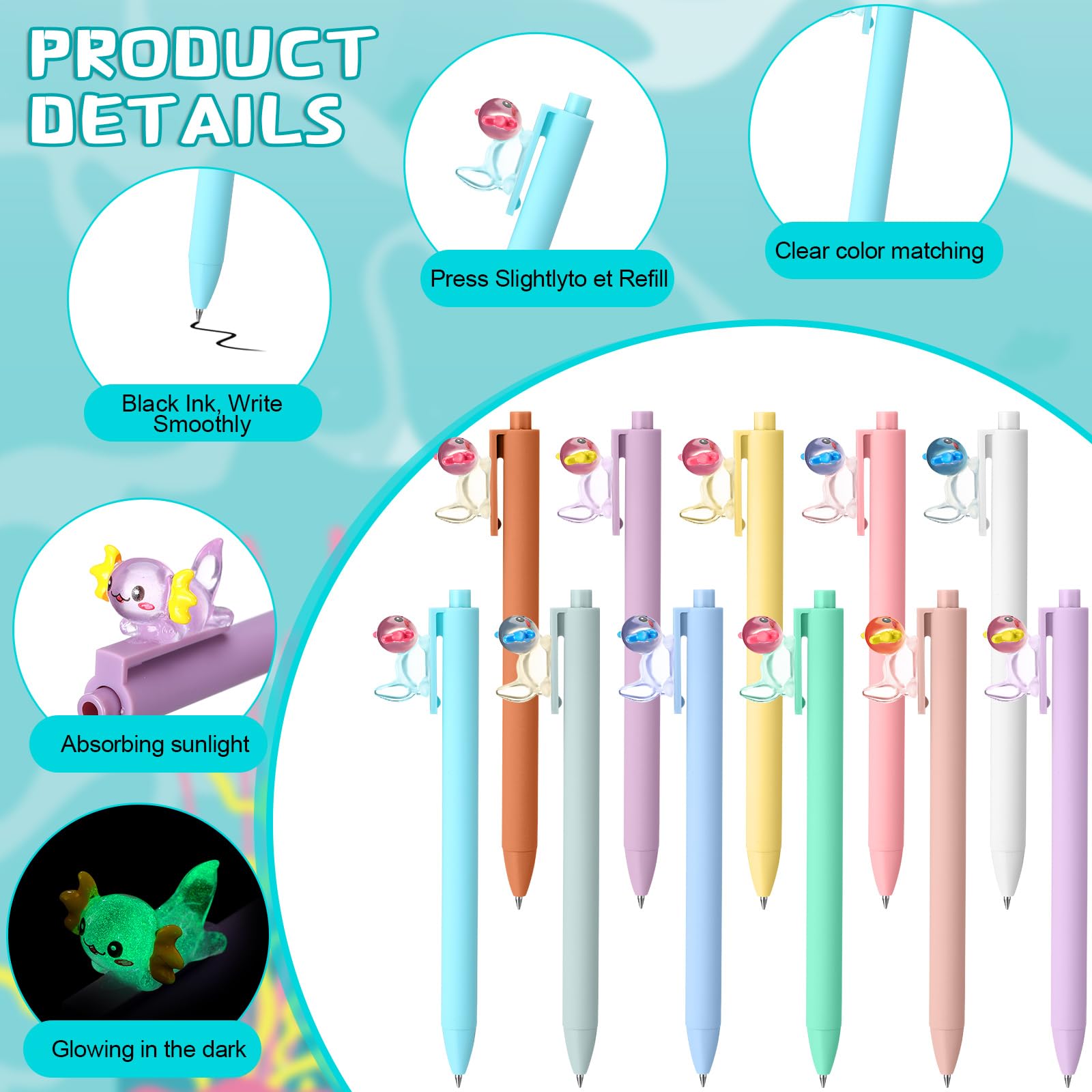 AmazingSpark Axolotl mini notebooki Axolotl Ballpoint Pens Set Cute Animal Pocket Notatniki Wysuwane Długopisy Prezent na przyjęcie urodzinowe Ulubione Torby Goodie Bag Stuffers School Classroom