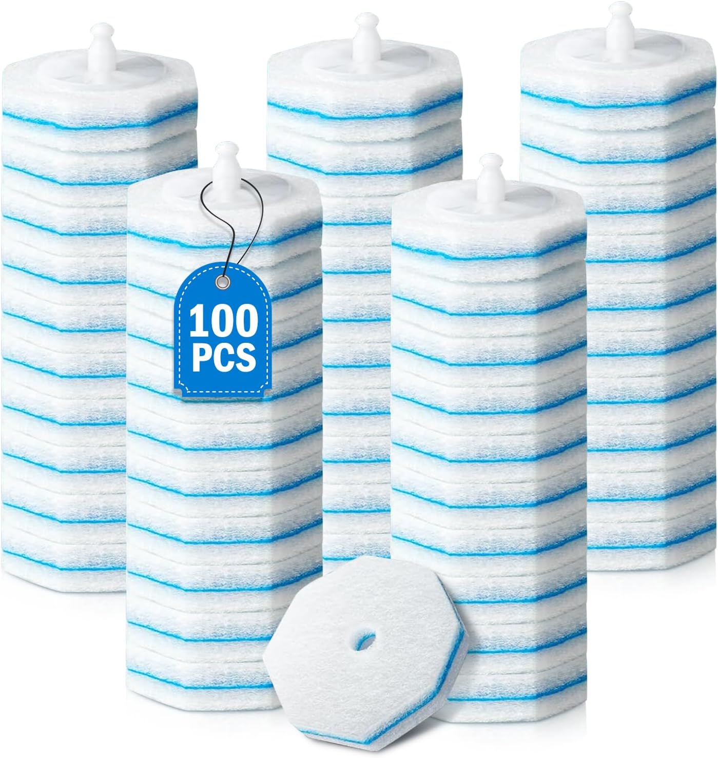 100PC Toilet Bowl Wand Refills, Replacement Heads for Bathroom Washroom Cleaning Pads, Disposable Toilet Brush Refills Compatible with Household Brushes Scrubbers Cleaning Refill Pads Local Stock
