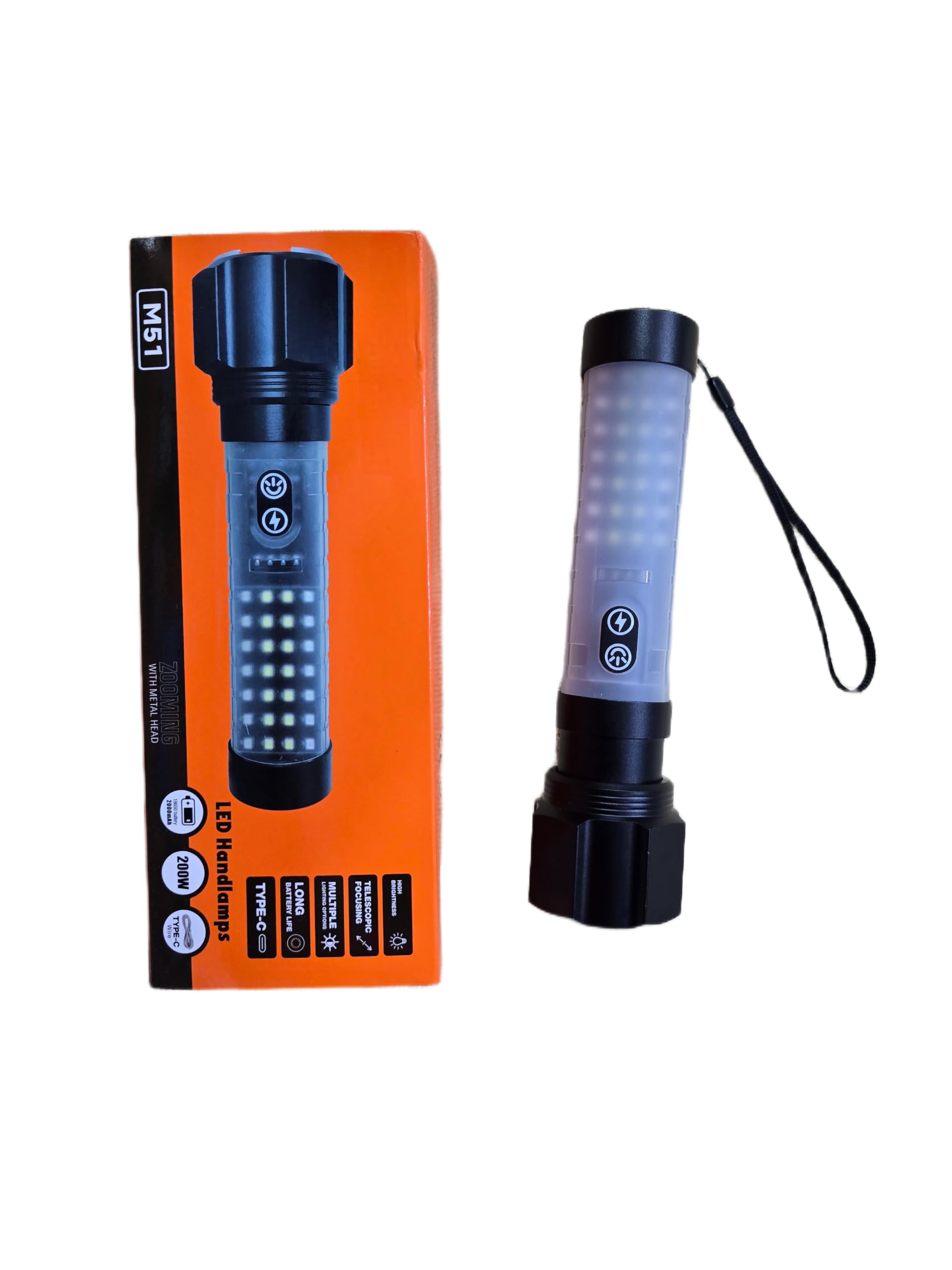 RL-M51 Rechargeable Emergency Torch Light, 200W Super Bright LED Flashlight, 1000 Lumens, 700M Long Range Beam, Zoom Focus & 2000mAh Battery-picture-38