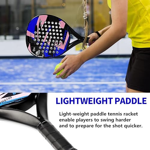 Miniatura 4 de IANONI Raqueta de pádel de fibra de carbono con superficie de EVA con núcleo de espuma flexible Palas de tenis de pádel Raqueta de tenis de playa