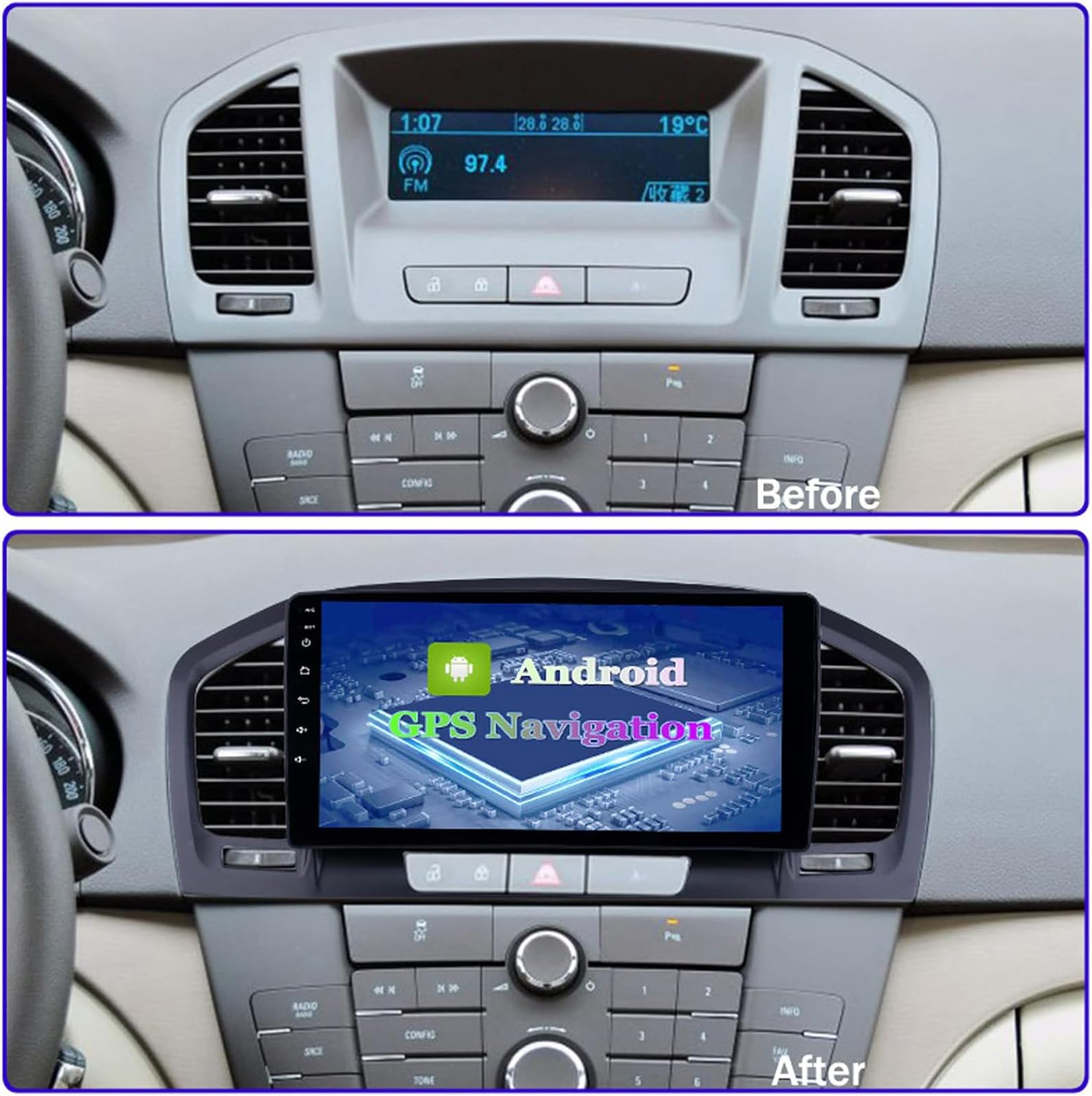 Android 15 GPS-Navigations-Stereo-Radio mit 9-Zoll-IPS-2,5D-Touchscreen-Multimedia-Player für Opel Insignia/Buick Regal (2009–2013), unterstützt Bluetooth, Lenkradfernbedienung, WLAN und Rüc