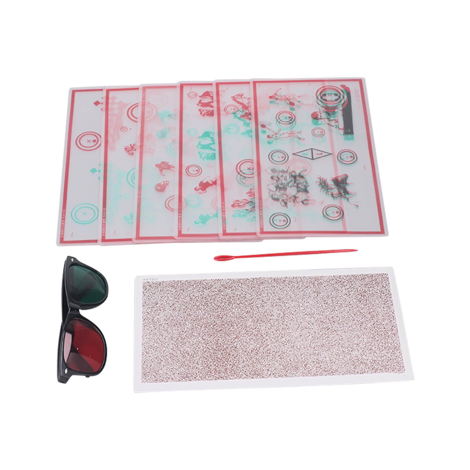 Vectogramas Fijos de Color Rojo y Verde, Tranaglifo Fijo de Color Rojo y Verde con Gafas, Vectogramas de Prueba Estéreo de Color Rojo y Verde, Tabla de Prueba de Baja Visión para