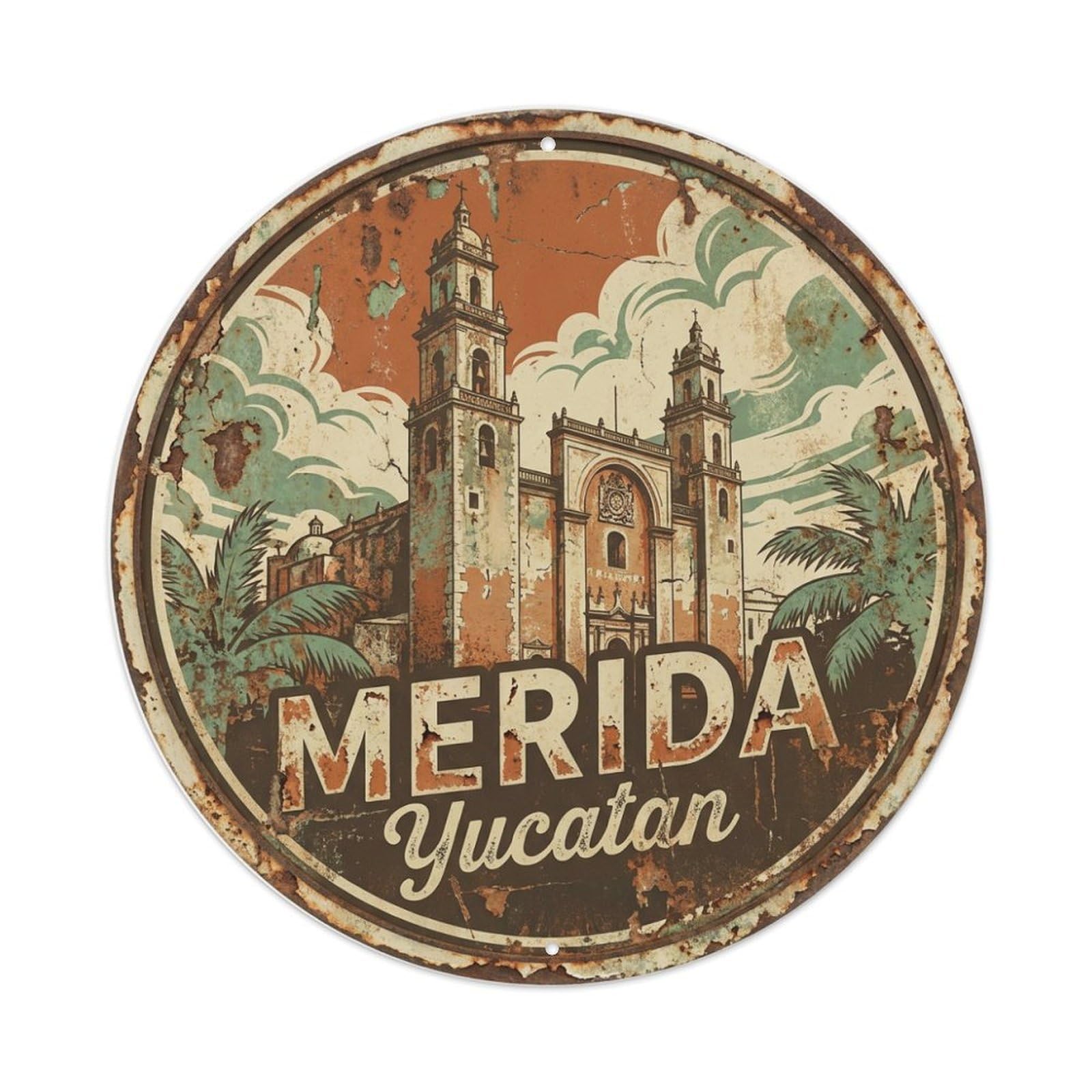 Tgrcjimh Style Metal Tin Sign Mexico Vintage Travel Merida