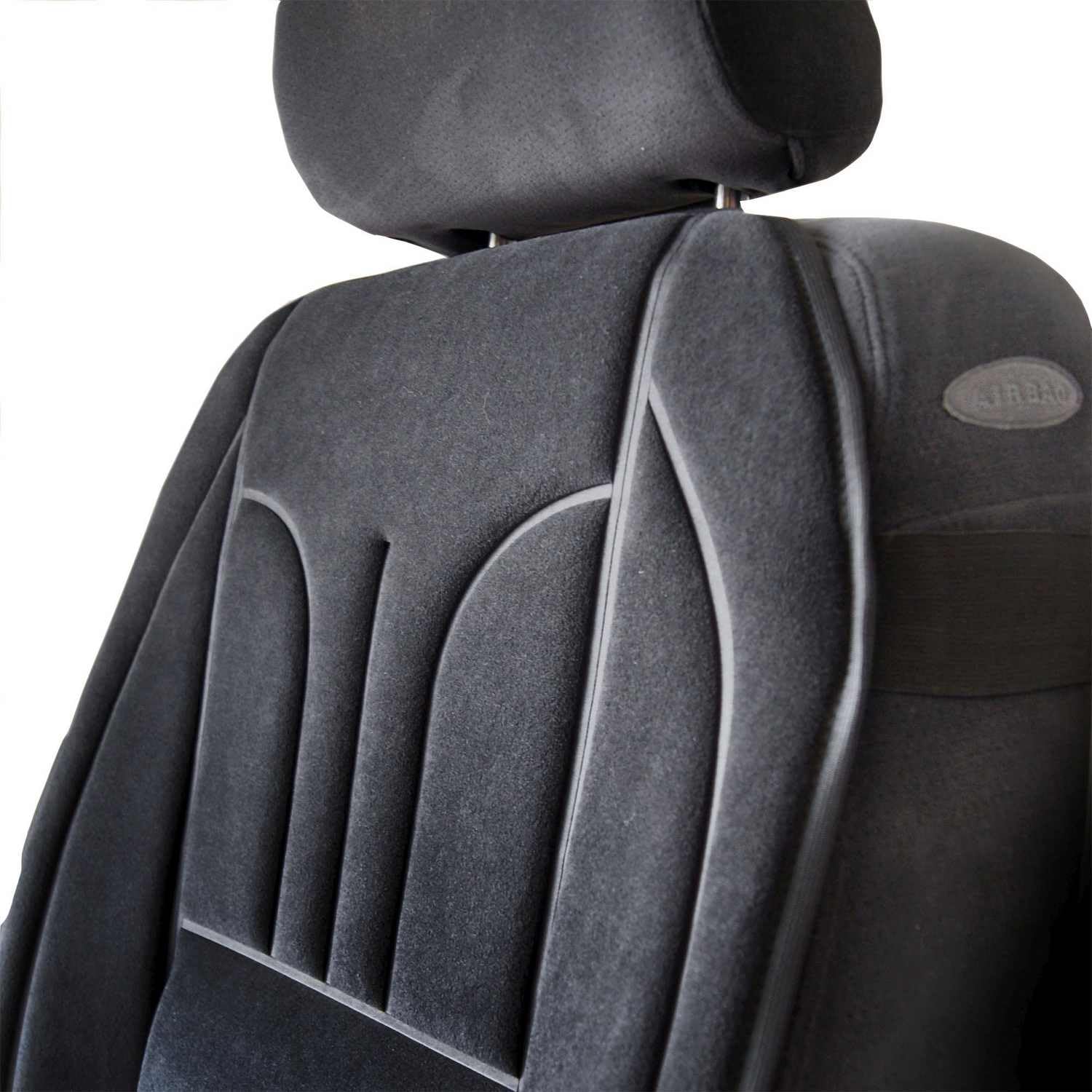 Sitzauflage Auto Vordersitze Autositzmatte Wasserdicht Autositzbezug Fahrersitz Universal Sitzschutz Velours Schwarz für Airbag geeignet 1 Autositz Vorne