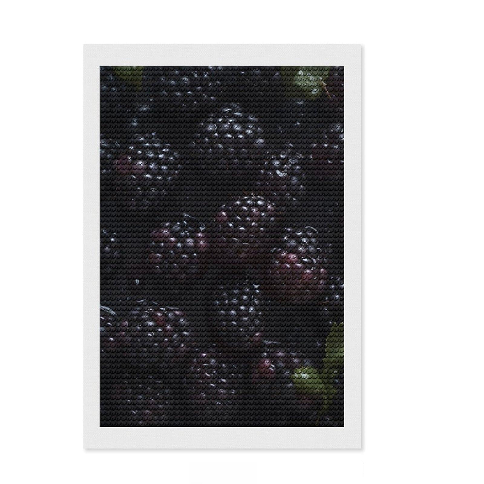 Junmoney Blackberries Full Drill Diamond Painting Kit 8"x12", Vintage Style Decor, Aesthetic Room Decor, Full Kit Included