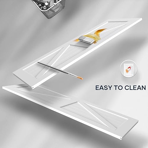 Miniatura 5 de EaseLife Puerta corredera de granero de 28 x 84 pulgadas con kit de riel de puerta de granero de 5 pies incluido, losa de madera LVL maciza cubierta