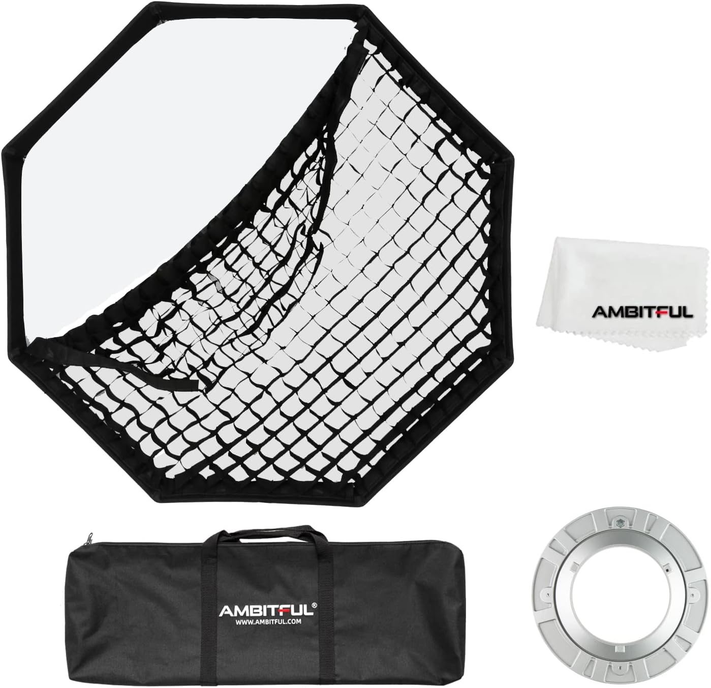 AMBITFUL FW95 95cm Octagon honeycomb grid Bowens softbox, with honeycomb grid + carrying bag, for Bowens mount lamp