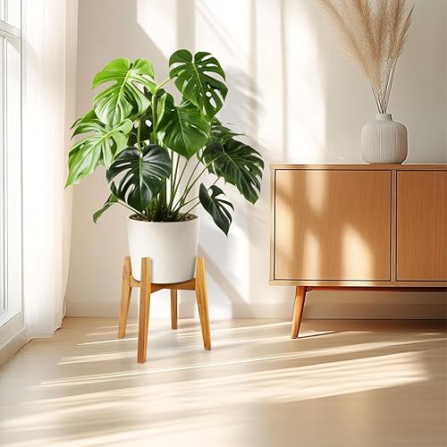 Miniatura 7 de Soporte para plantas de interior, soporte moderno de mediados de siglo, soporte para macetas para plantas grandes, soporte de madera estable para